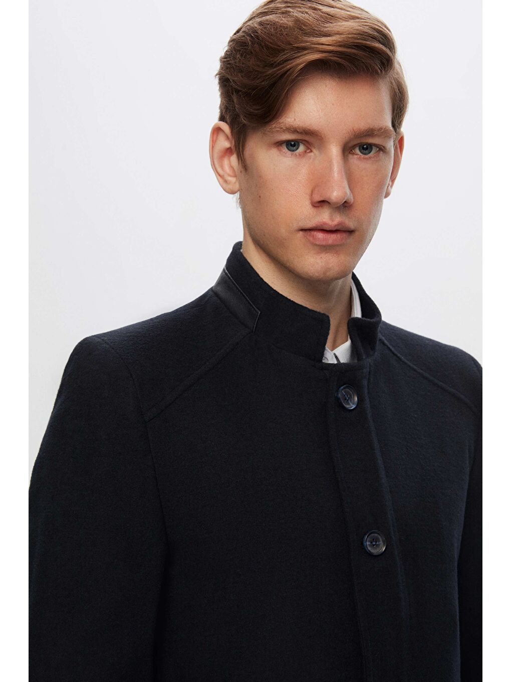 Regular Fit Lacivert Dik Yaka Kaşe Kaban-2