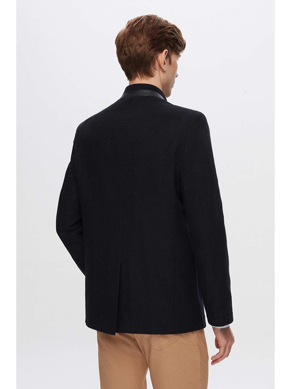 Regular Fit Lacivert Dik Yaka Kaşe Kaban-3