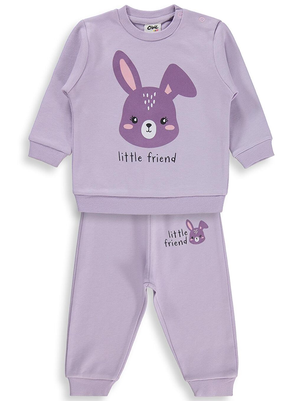 Baby Tavşan Baskılı 6-18 Ay Takım - Lila