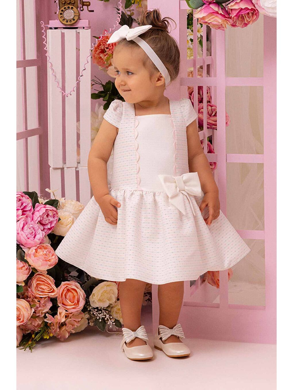 Bej Kız Bebek Elbise-6