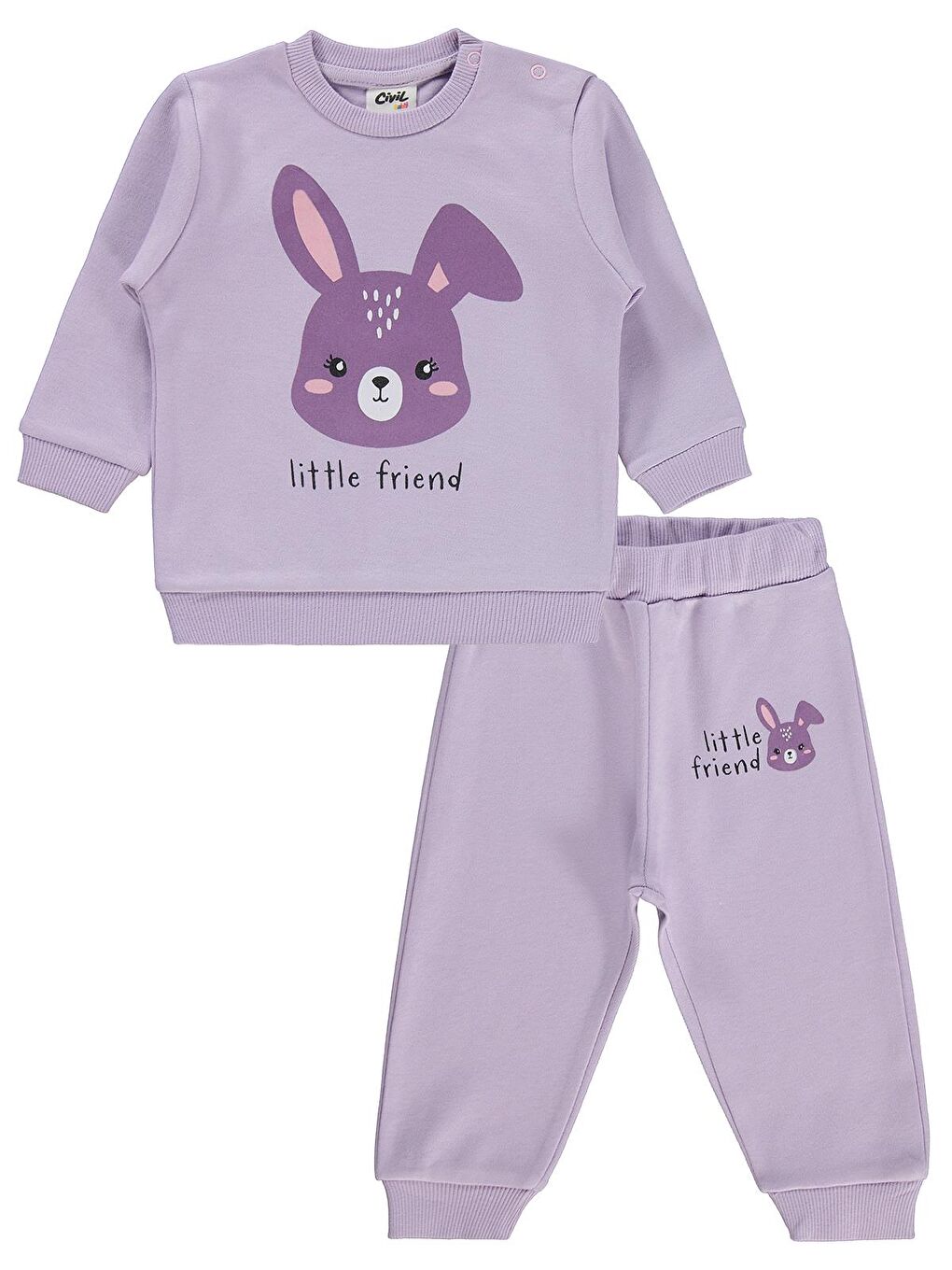 Baby Tavşan Baskılı 6-18 Ay Takım - Lila-1