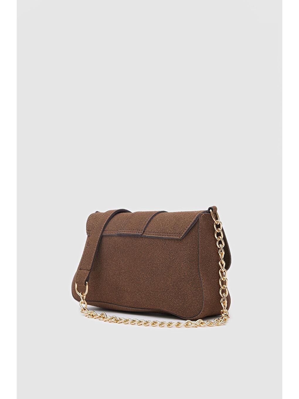 Kahverengi Glow Süet Çapraz Çanta Acı Kahve-2