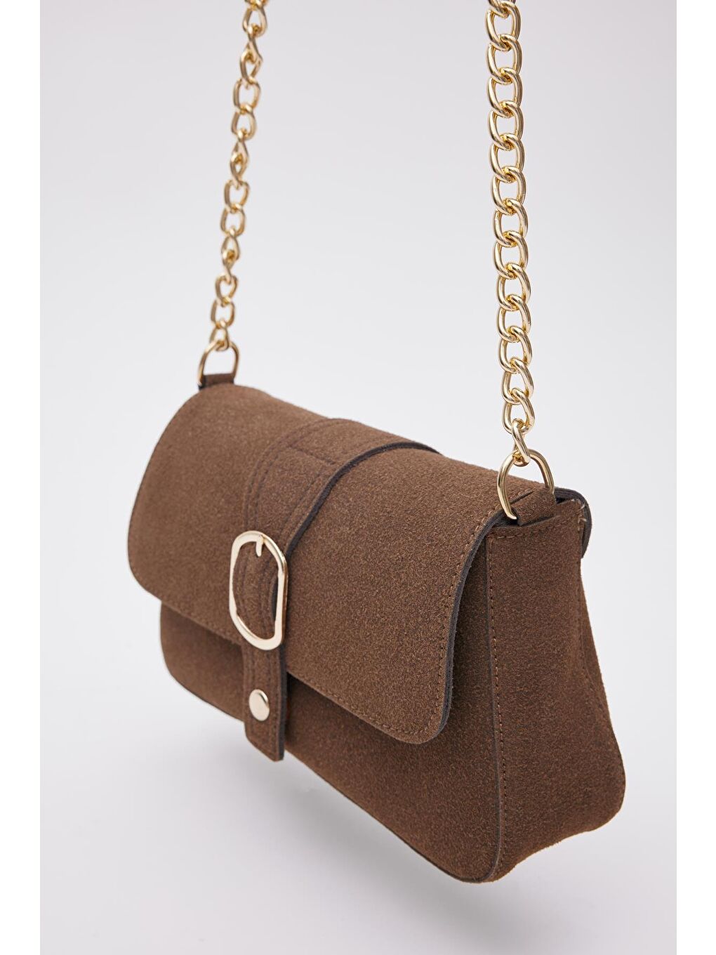 Kahverengi Glow Süet Çapraz Çanta Acı Kahve-3