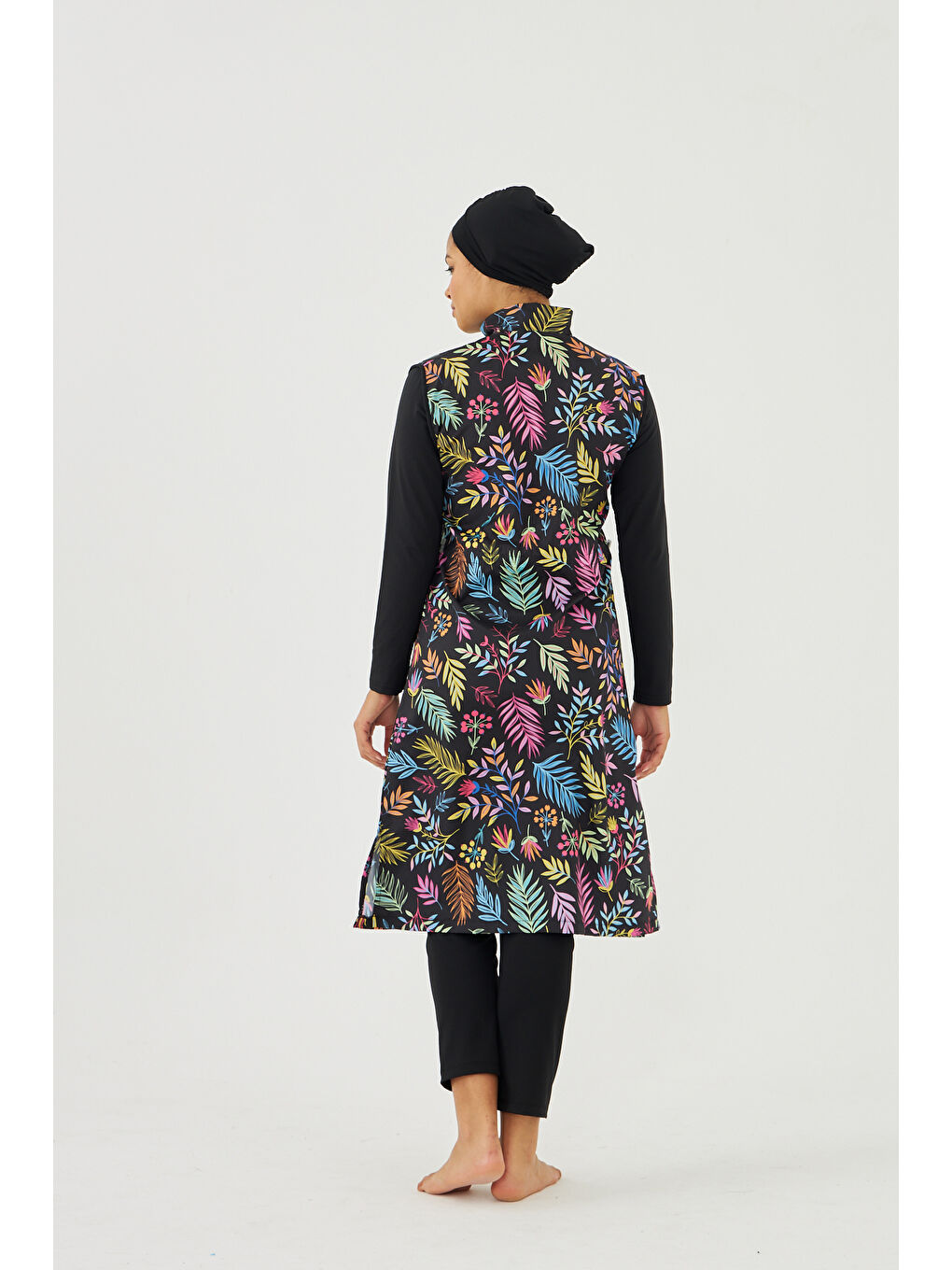 Büyük Beden Tam Kapalı Battal Tesettür Mayo 3429-249 Siyah03-4