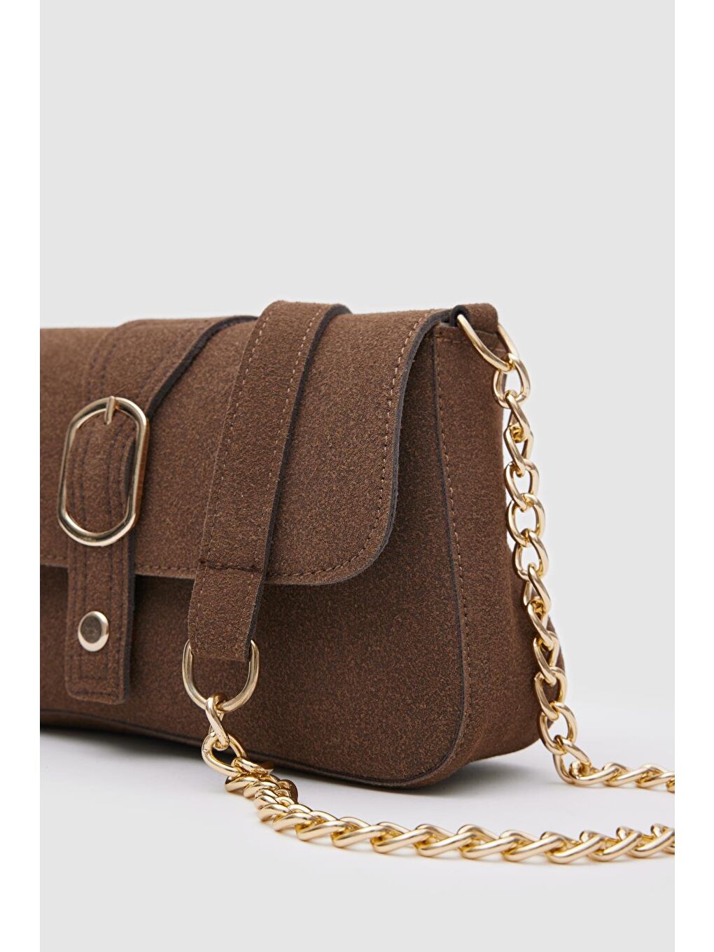 Kahverengi Glow Süet Çapraz Çanta Acı Kahve-4