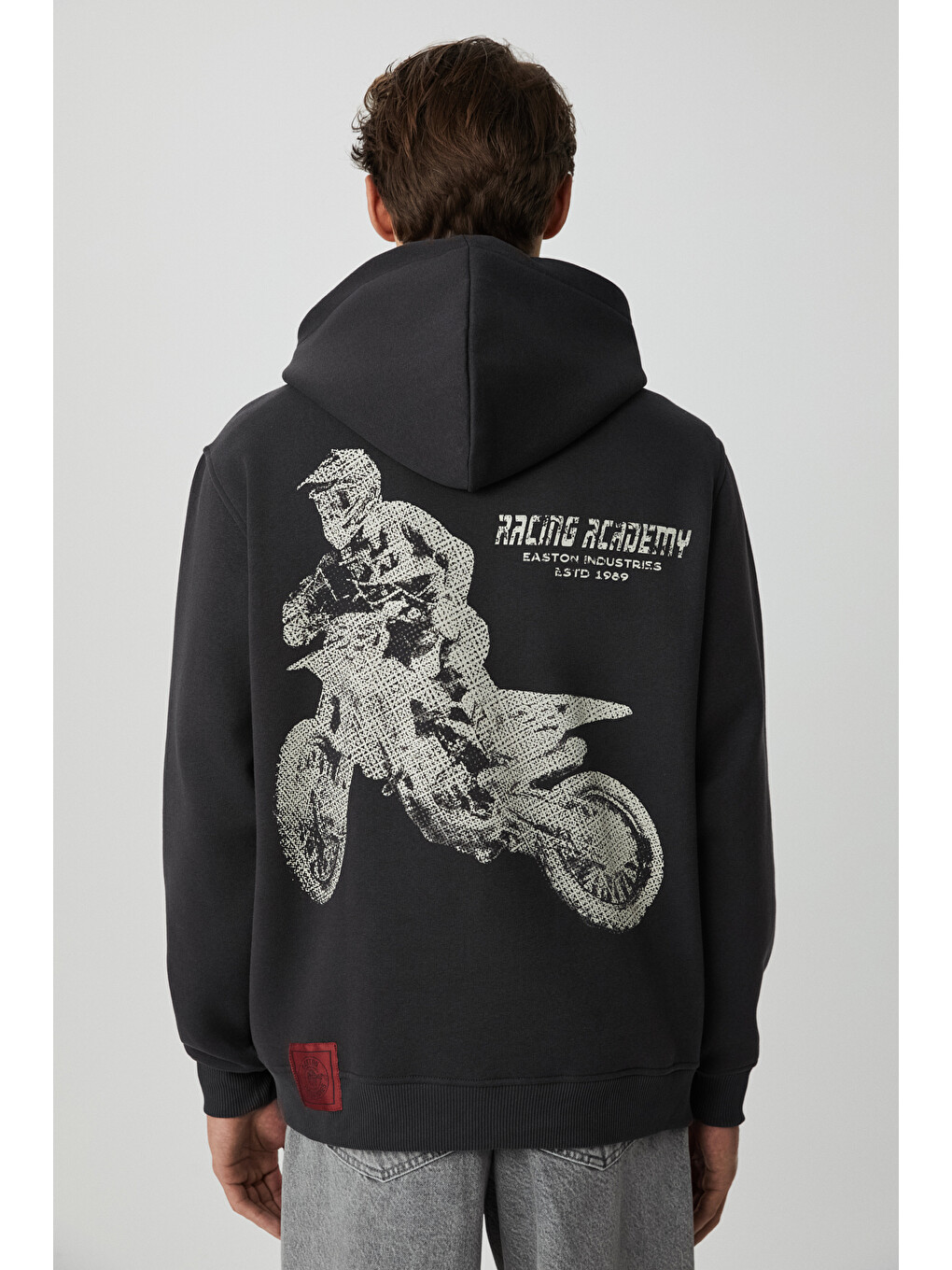 Edgar Erkek %75 Pamuk %25 Polyester Yumuşacık Kapüşonlu Oversize Antrasit Sweatshirt-4