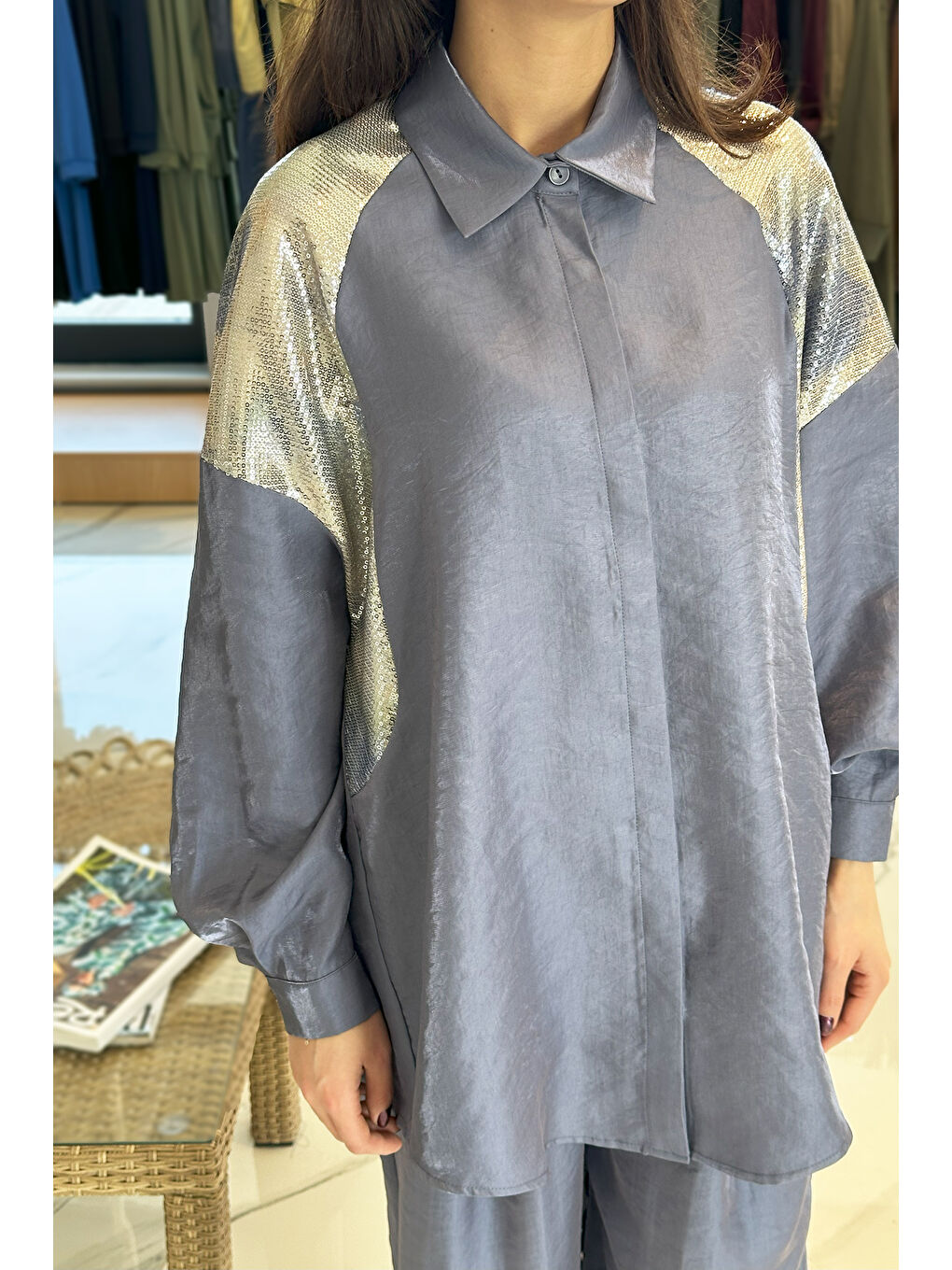 Payet Detay Pantolonlu Takım 1032 İndigo-2