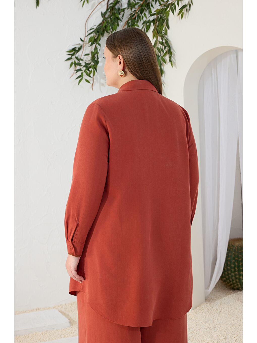 Kahverengi Tarçın Çoban Nakışlı Tunik-5