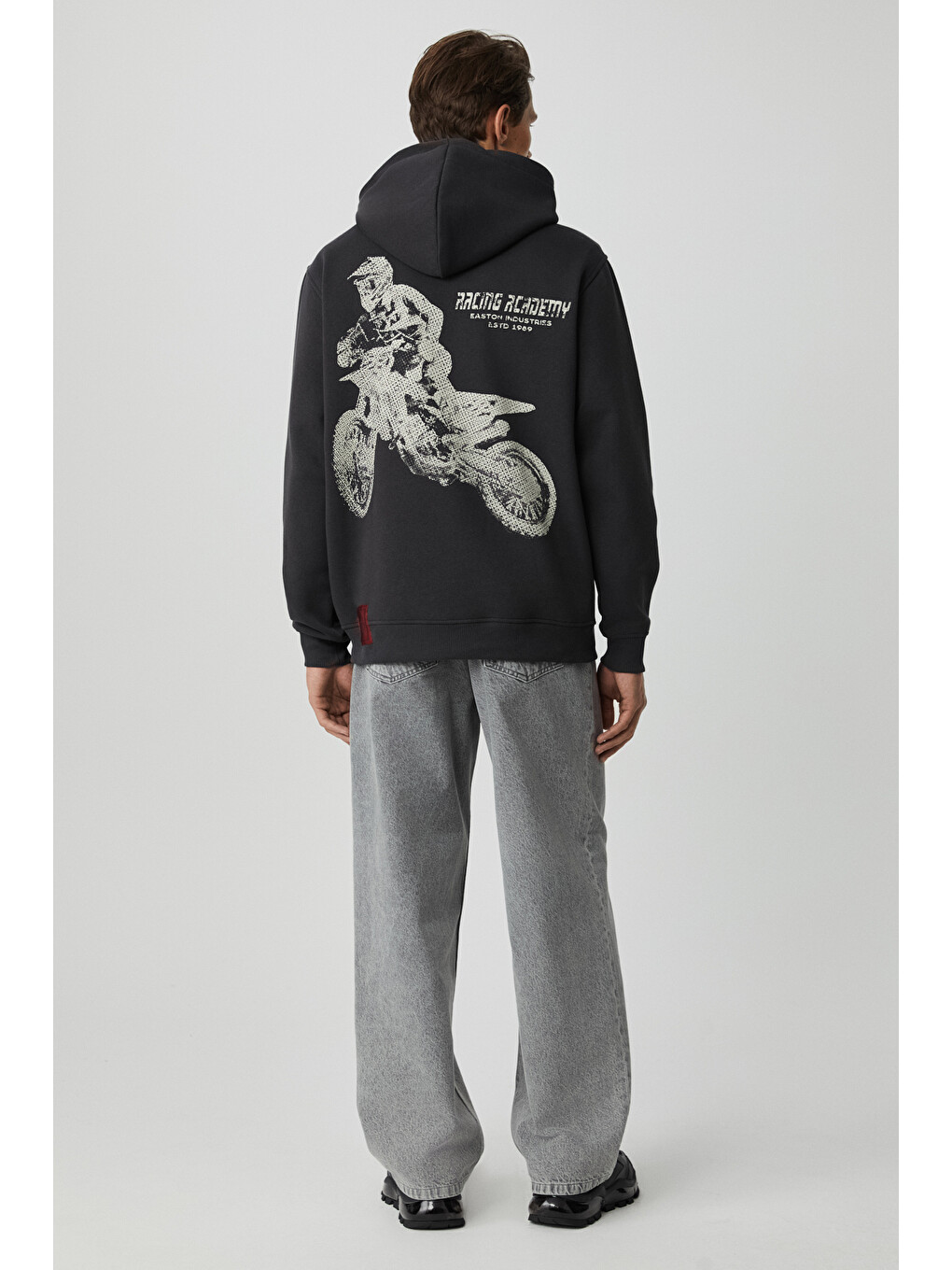 Edgar Erkek %75 Pamuk %25 Polyester Yumuşacık Kapüşonlu Oversize Antrasit Sweatshirt-5