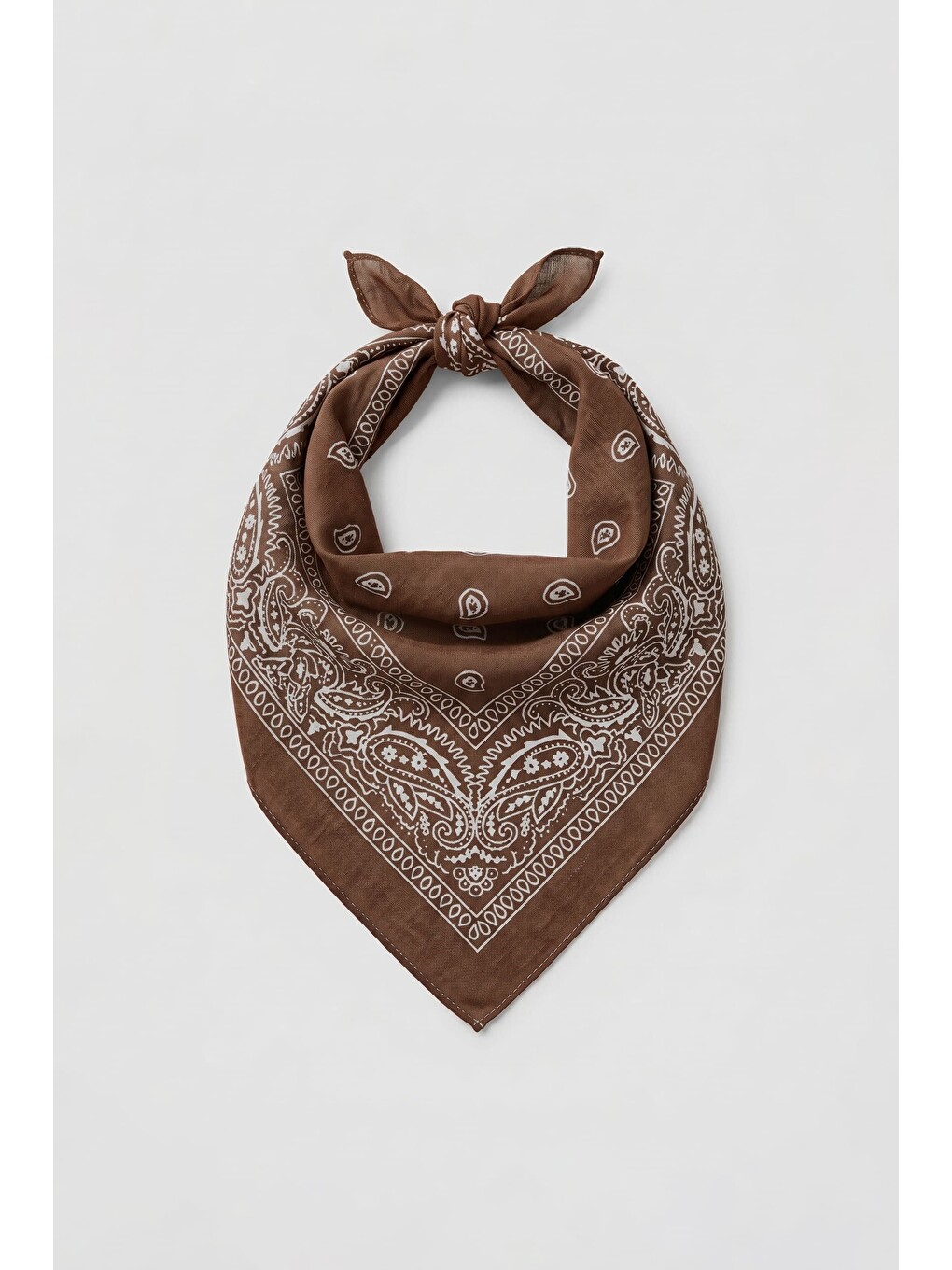 Unisex Etnik Desenli Bandana Kahverengi
