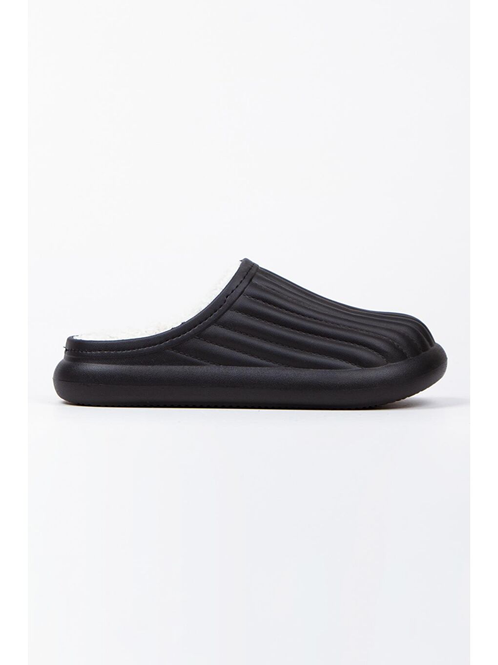 Siyah FLORA Kapalı İçi Yünlü Unisex Ev Terliği Kışlık Terlik Su Geçirmez