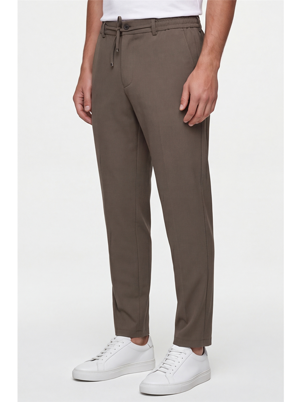Erkek Haki Normal Kesim Regular Fit Pamuklu Armürlü Bel Lastikli Jogger Pantolon-2