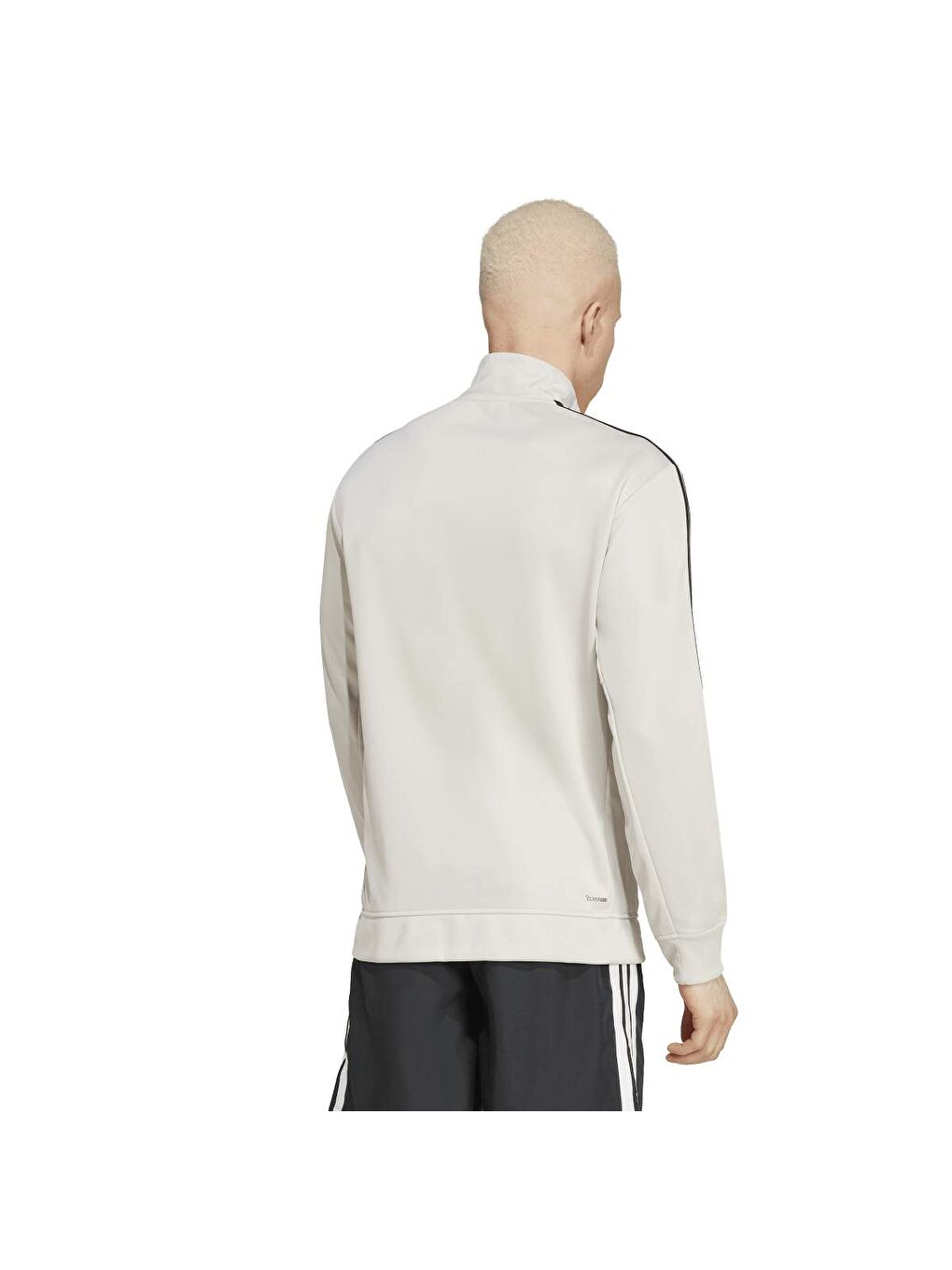 Train Essentials 3 Stripes Erkek Bej Dik Yaka Tişört-1