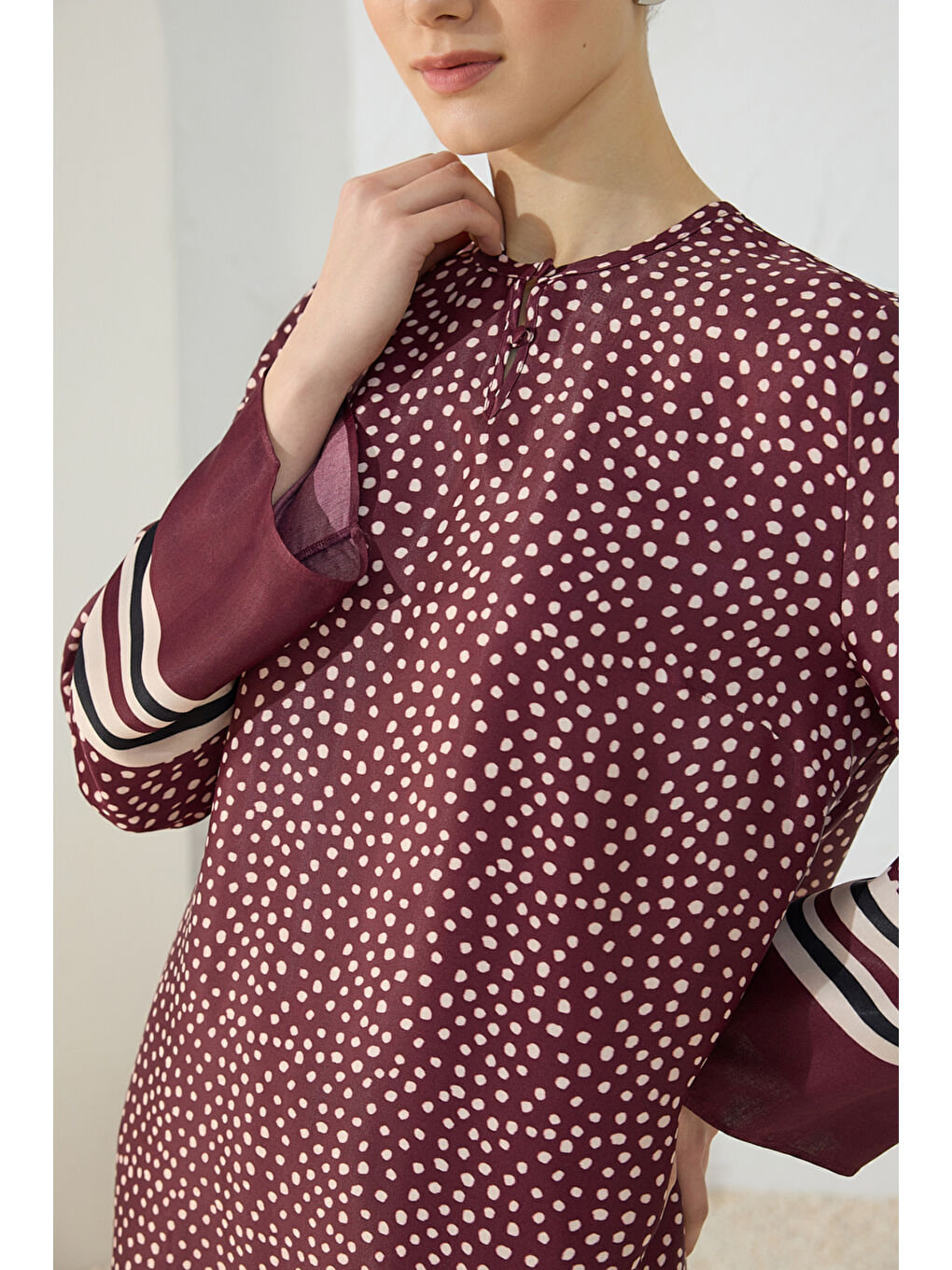 Bordo Desenli Tunik-3