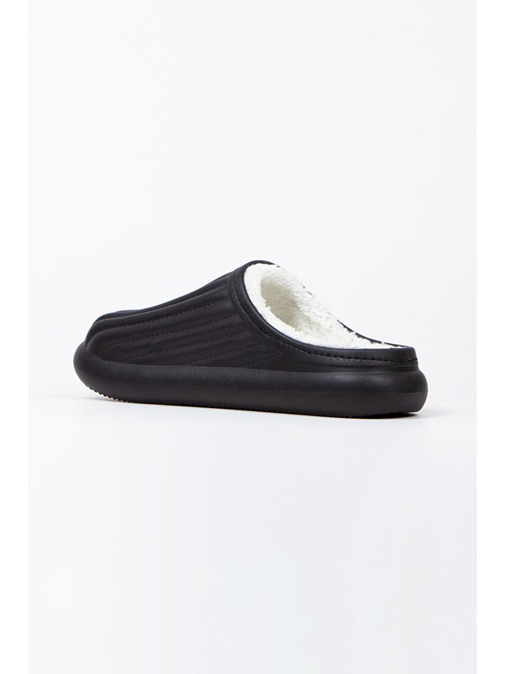 Siyah FLORA Kapalı İçi Yünlü Unisex Ev Terliği Kışlık Terlik Su Geçirmez-3