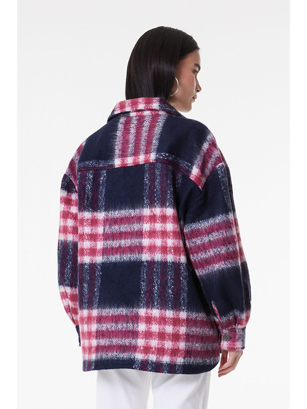 Karışık Oversize Bol Kesim Çok Renkli Shacket Ceket-5