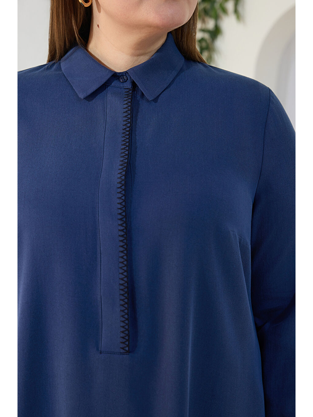 Lacivert Çoban Nakışlı Tunik-3