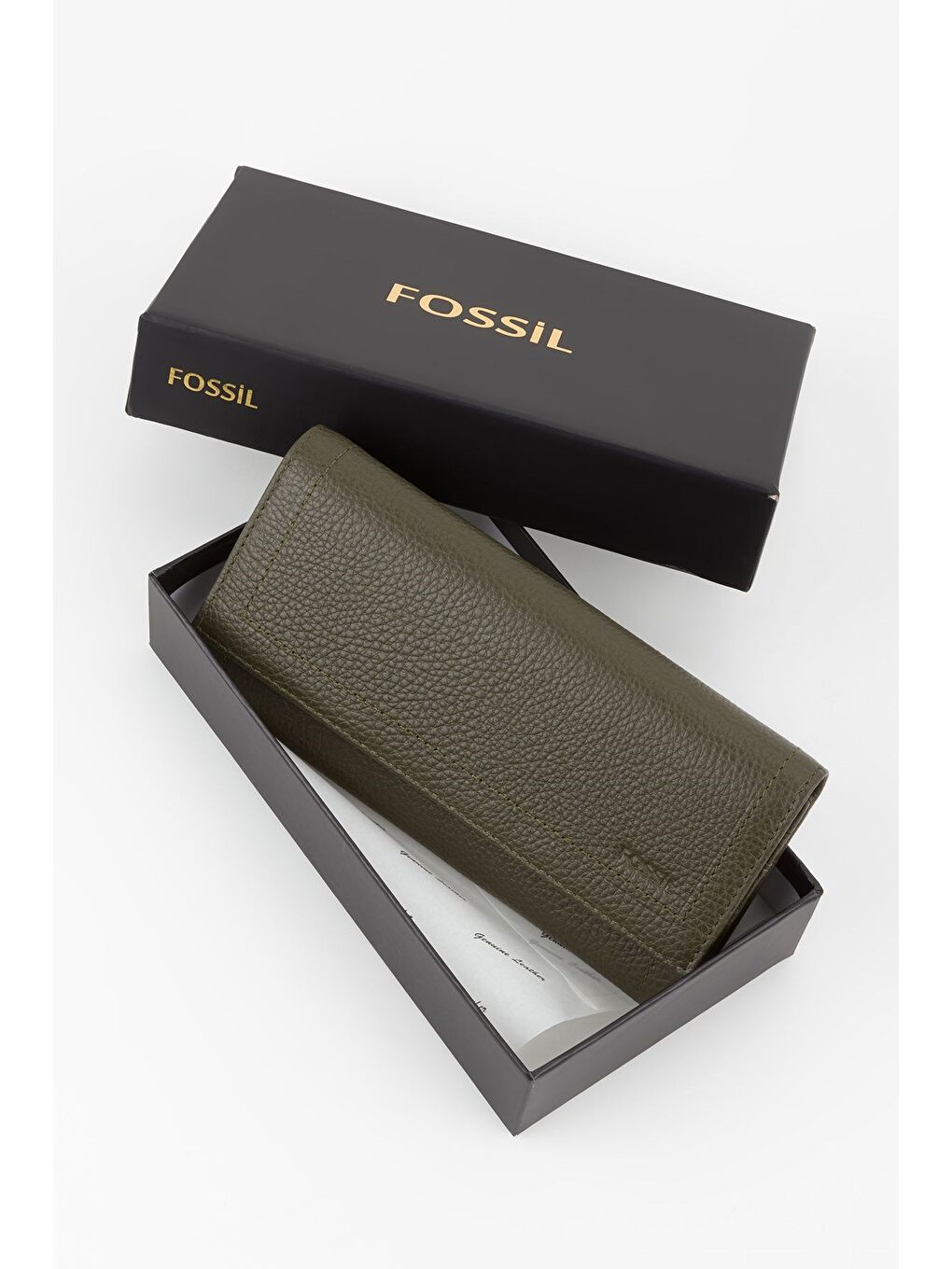 Yeşil Kutulu Hakiki Deri Kadın El Portföyü Uzun Cüzdan-5