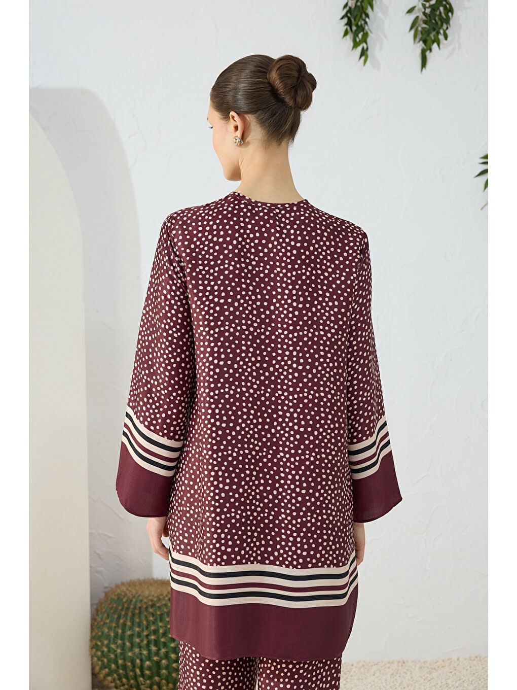 Bordo Desenli Tunik-5