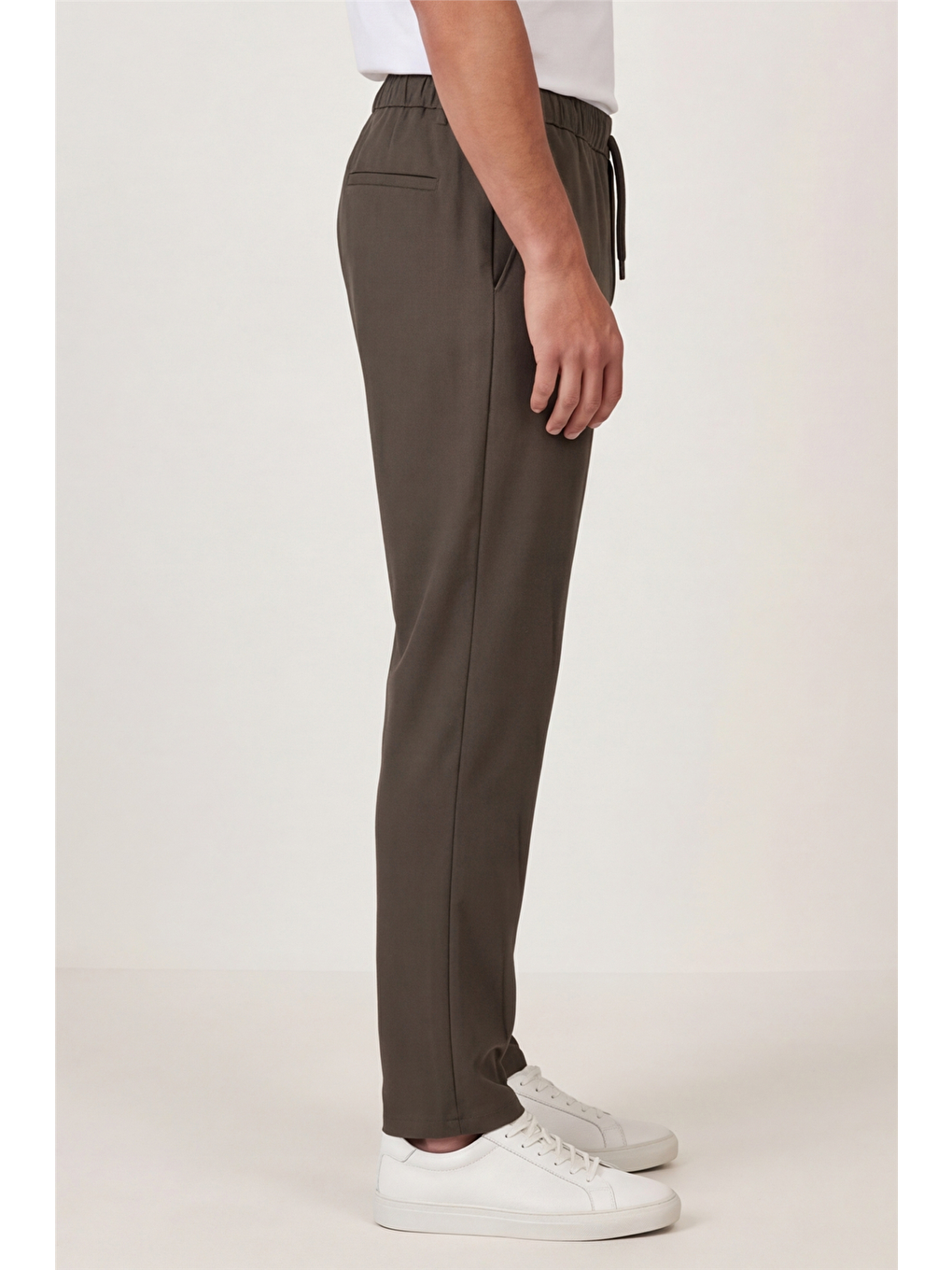 Erkek Haki Normal Kesim Regular Fit Pamuklu Armürlü Bel Lastikli Jogger Pantolon-4