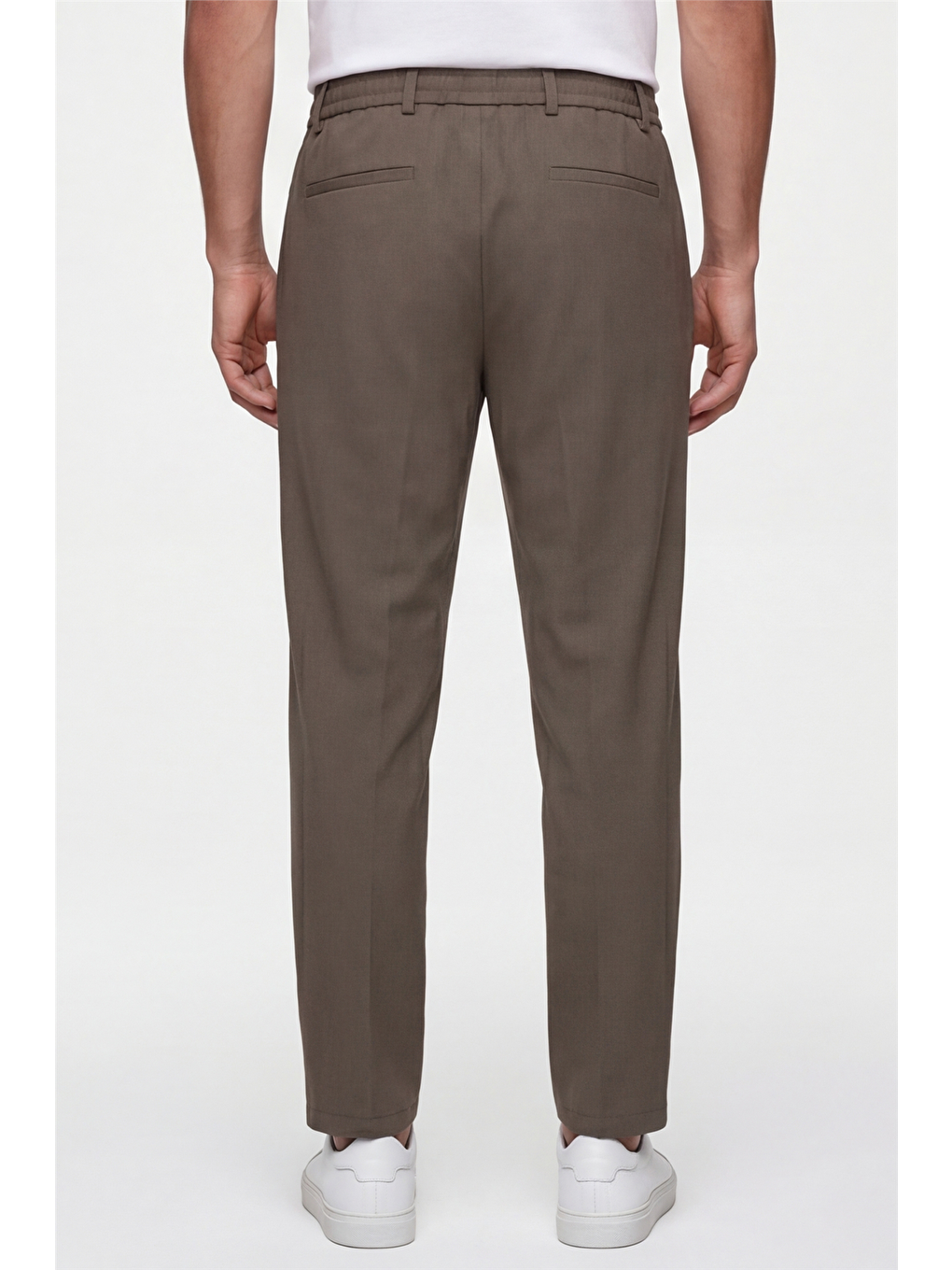 Erkek Haki Normal Kesim Regular Fit Pamuklu Armürlü Bel Lastikli Jogger Pantolon-5