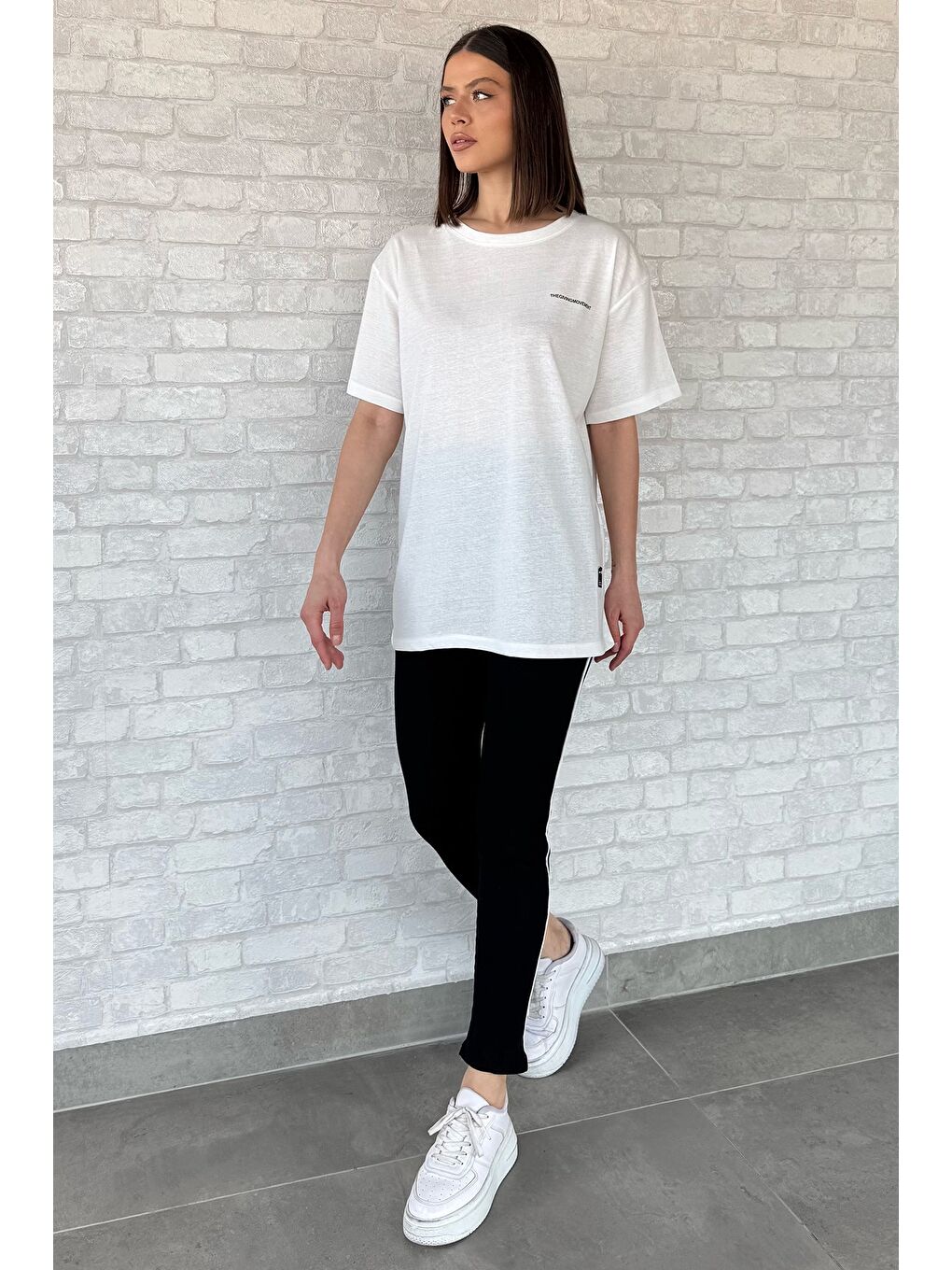 Beyaz Kadın Bisiklet Yaka Tişört Tayt İkili Takım (m-l-xl Uyumludur)-1