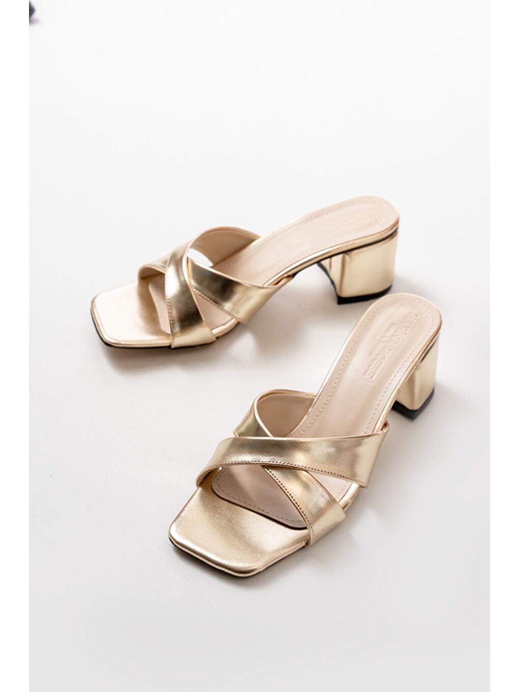 Sarı Kadın Dionis Gold Topuklu Terlik-1