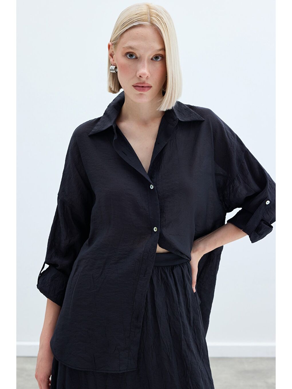 Kol Detaylı Salaş Gömlek - Antrasit