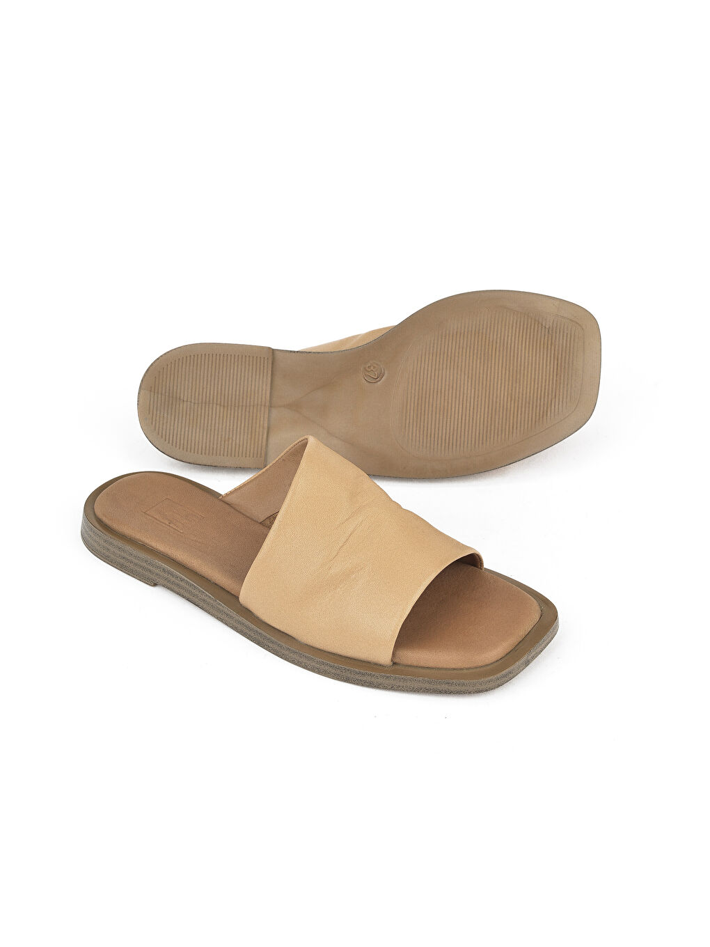Bej Hakiki Deri Kadın Terlik 1511033ZFATOU Nude-3