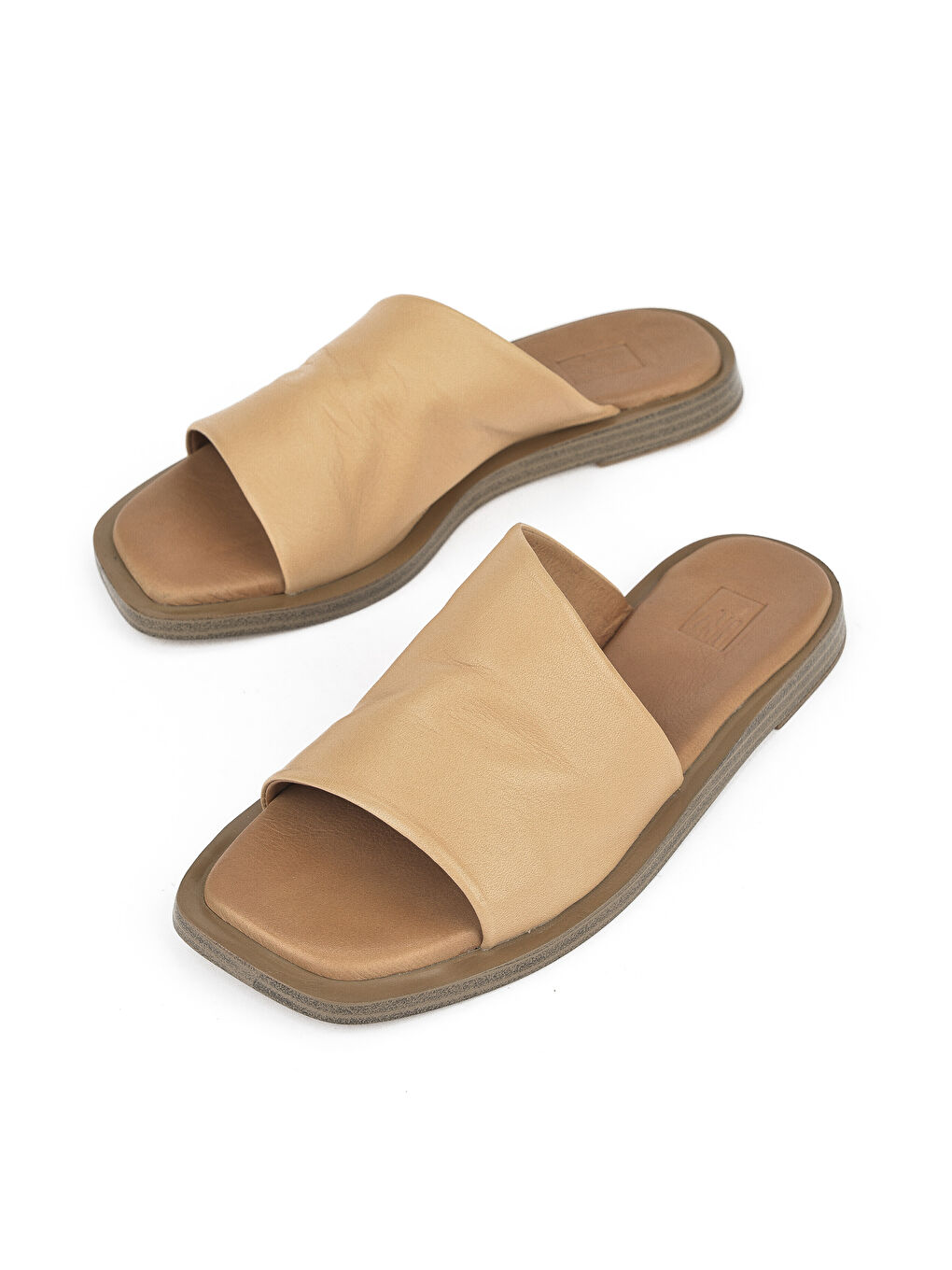 Bej Hakiki Deri Kadın Terlik 1511033ZFATOU Nude-4