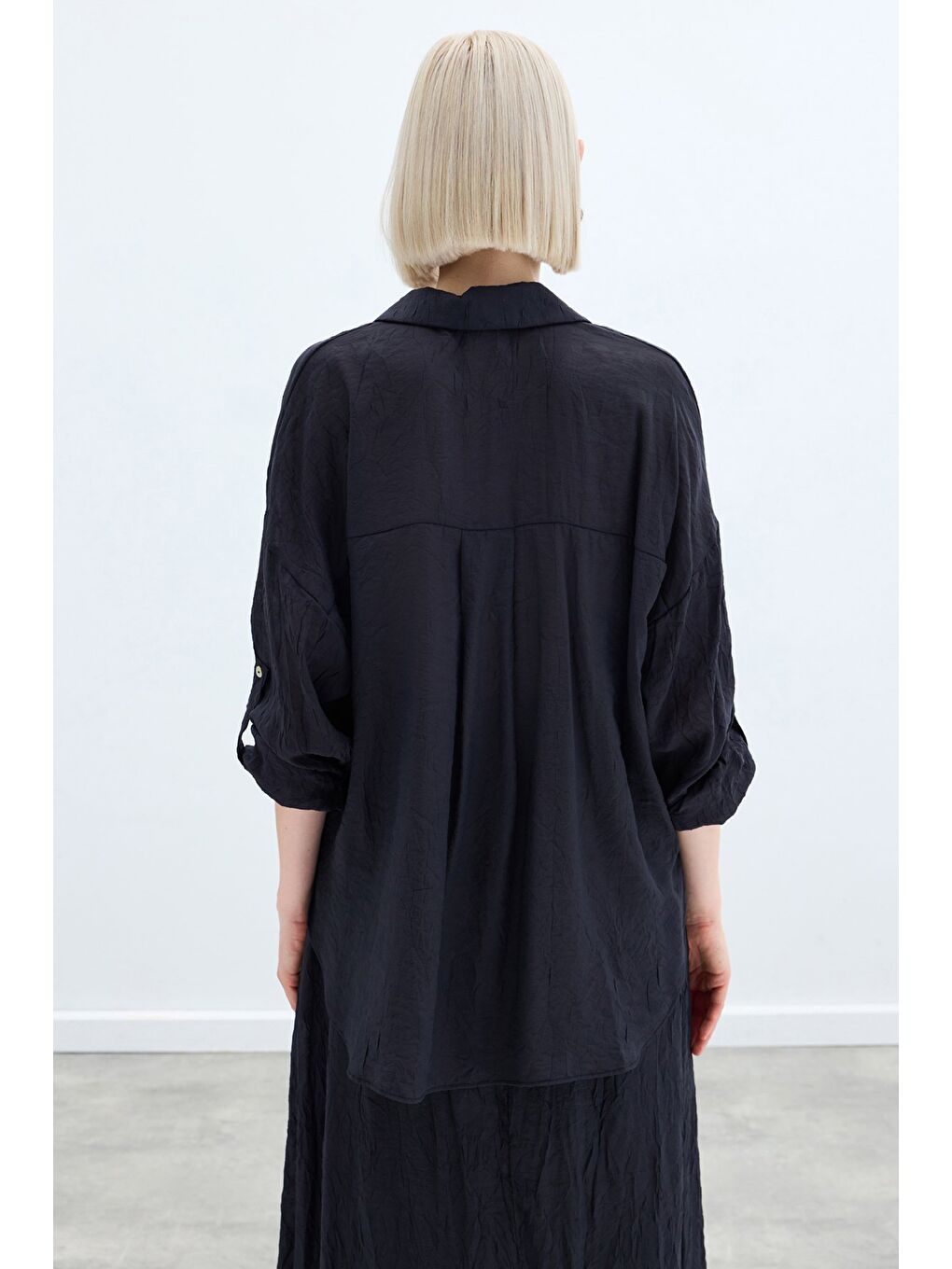 Kol Detaylı Salaş Gömlek - Antrasit-5