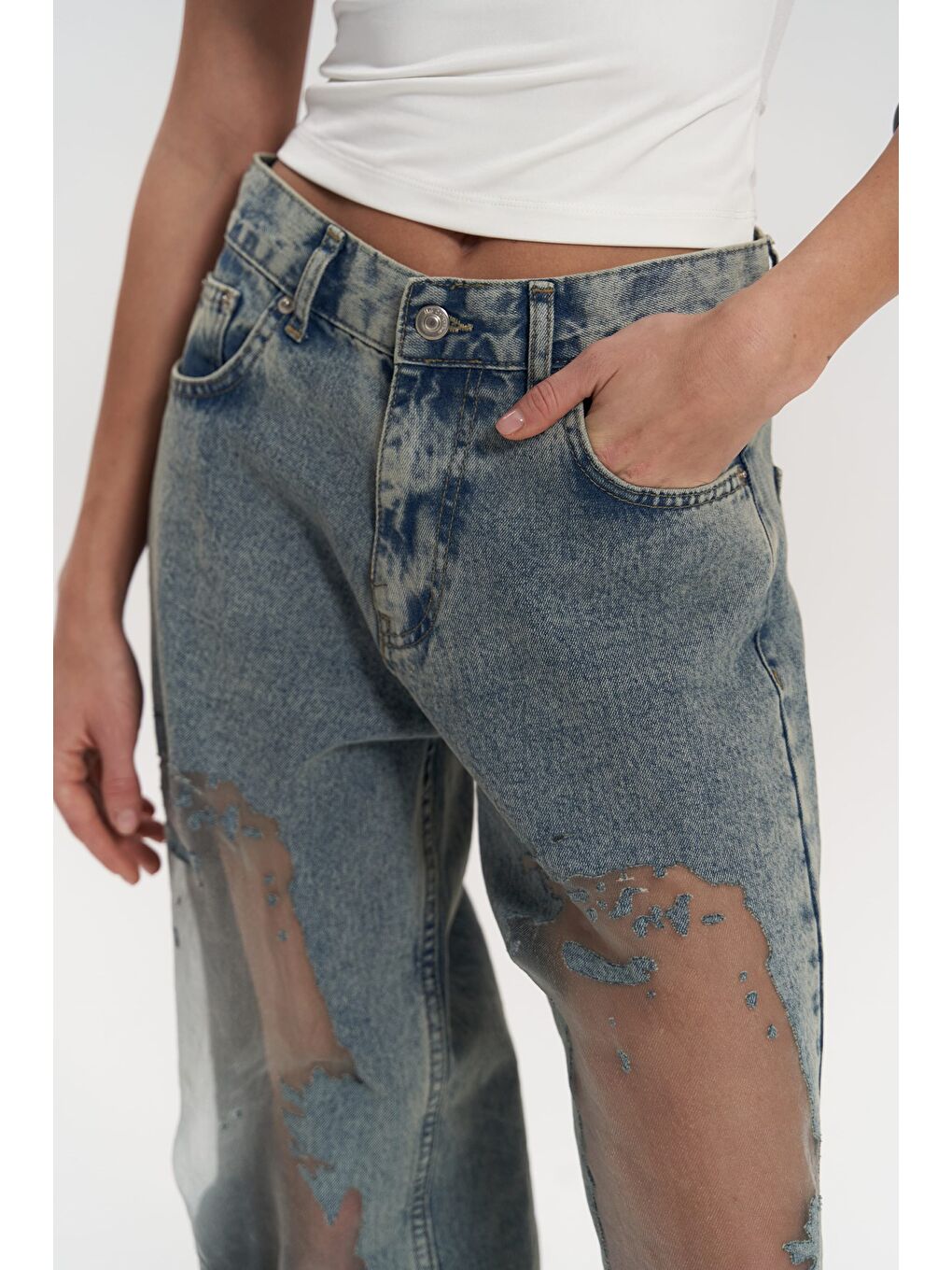 Trixie Mavi Transparan Jean Pantolon-5