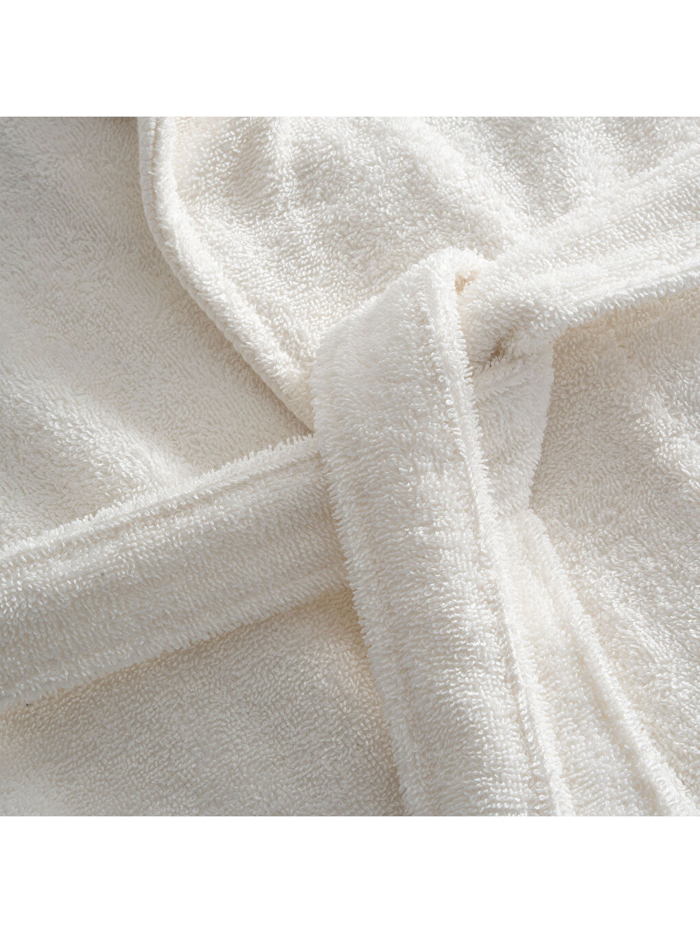 Ekru Lara Kadın Bornoz %100 Pamuk Jakarlı Krem-2