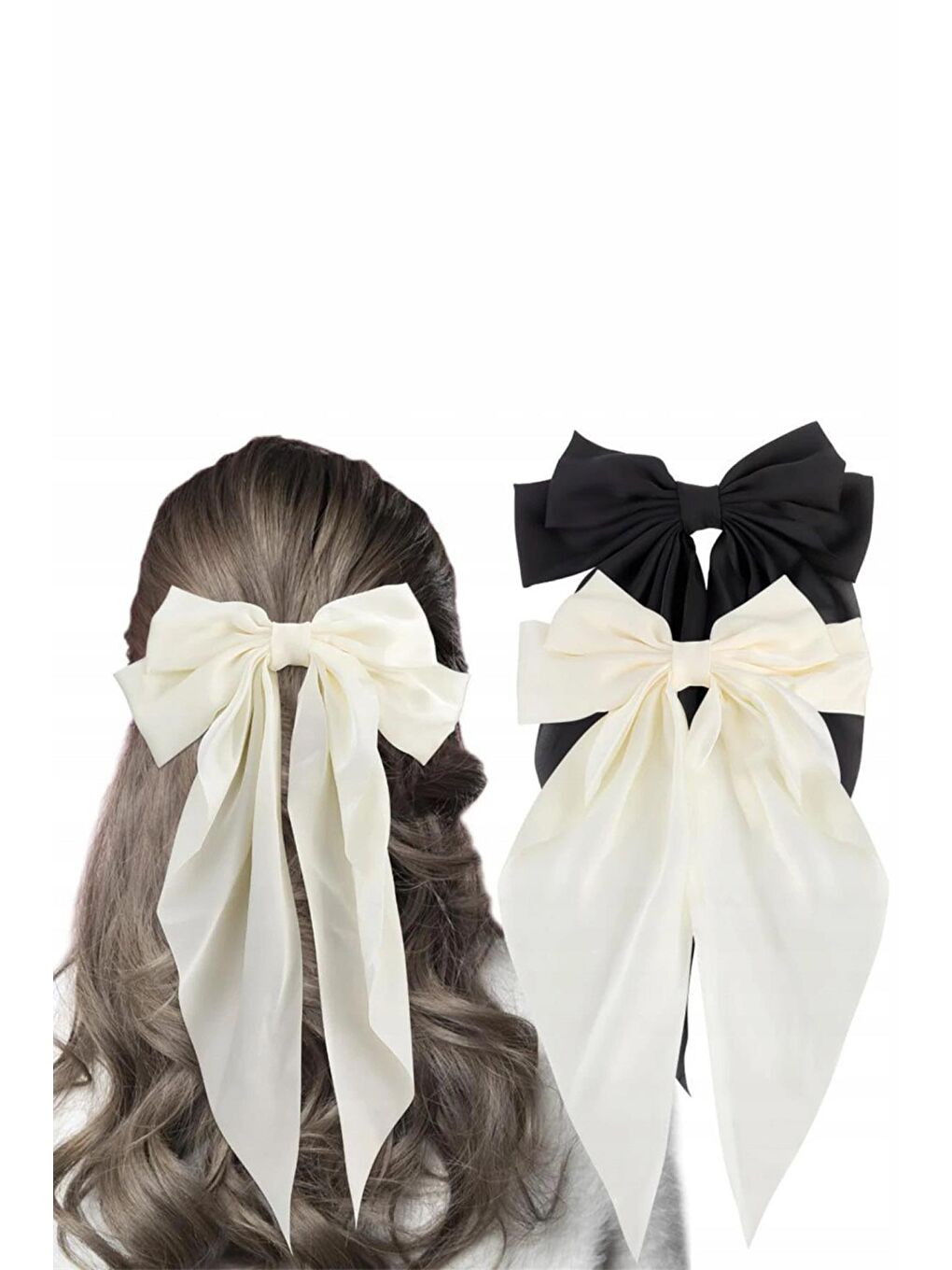 Siyah Uzun Fularlı Fiyonk Otomatik Fiyonk Toka 2 li set