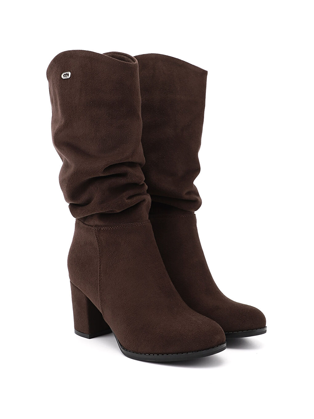 Kahverengi Kadın KOYU KAHVE Yuvarlak Burun Körüklü Kalın Topuklu Çizme-2