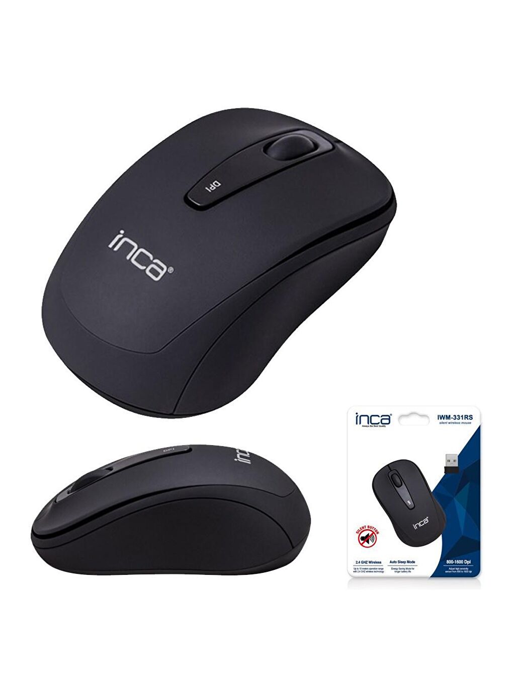 Inca Siyah IWM-331RS Silent Wireless Mouse (Sessiz Tıklanma Mouse ) - 1