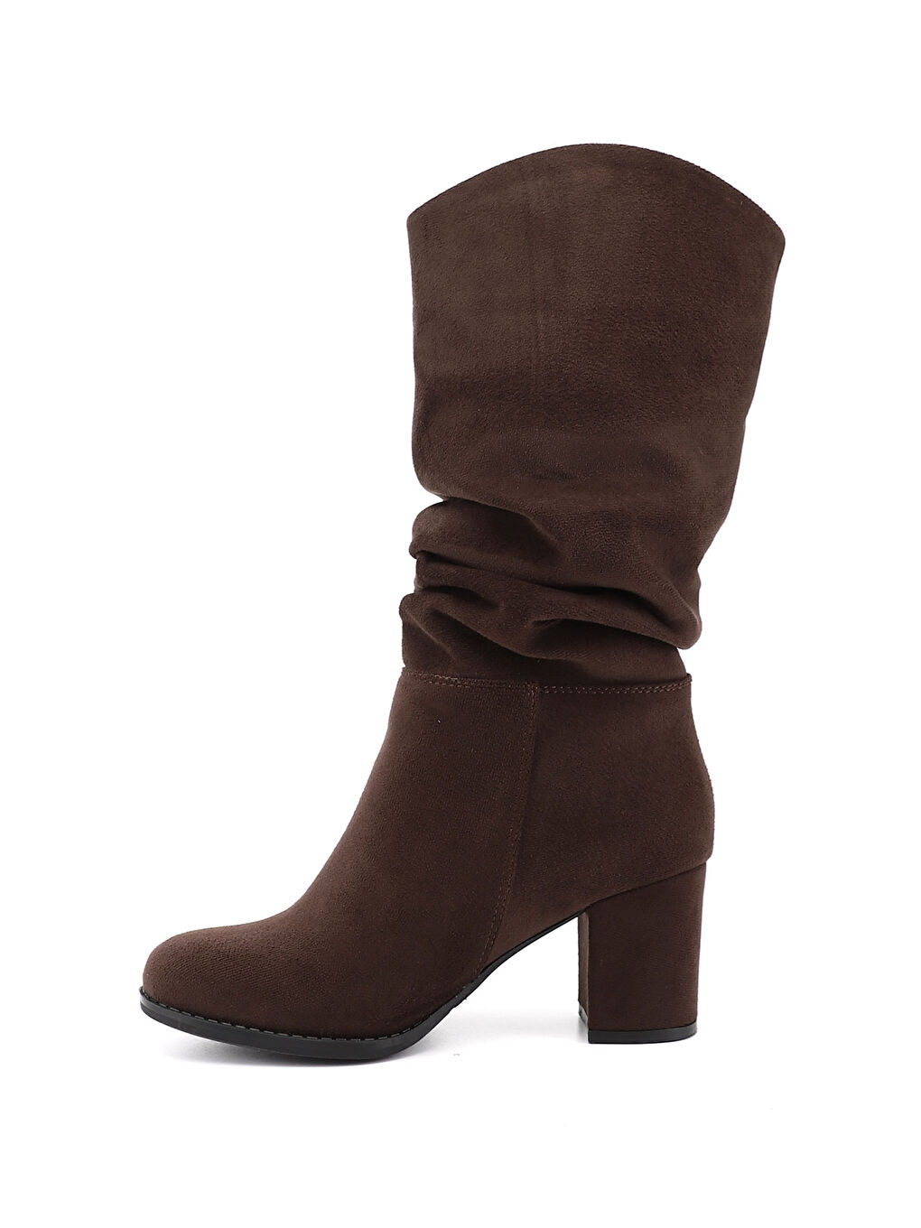 Kahverengi Kadın KOYU KAHVE Yuvarlak Burun Körüklü Kalın Topuklu Çizme-3