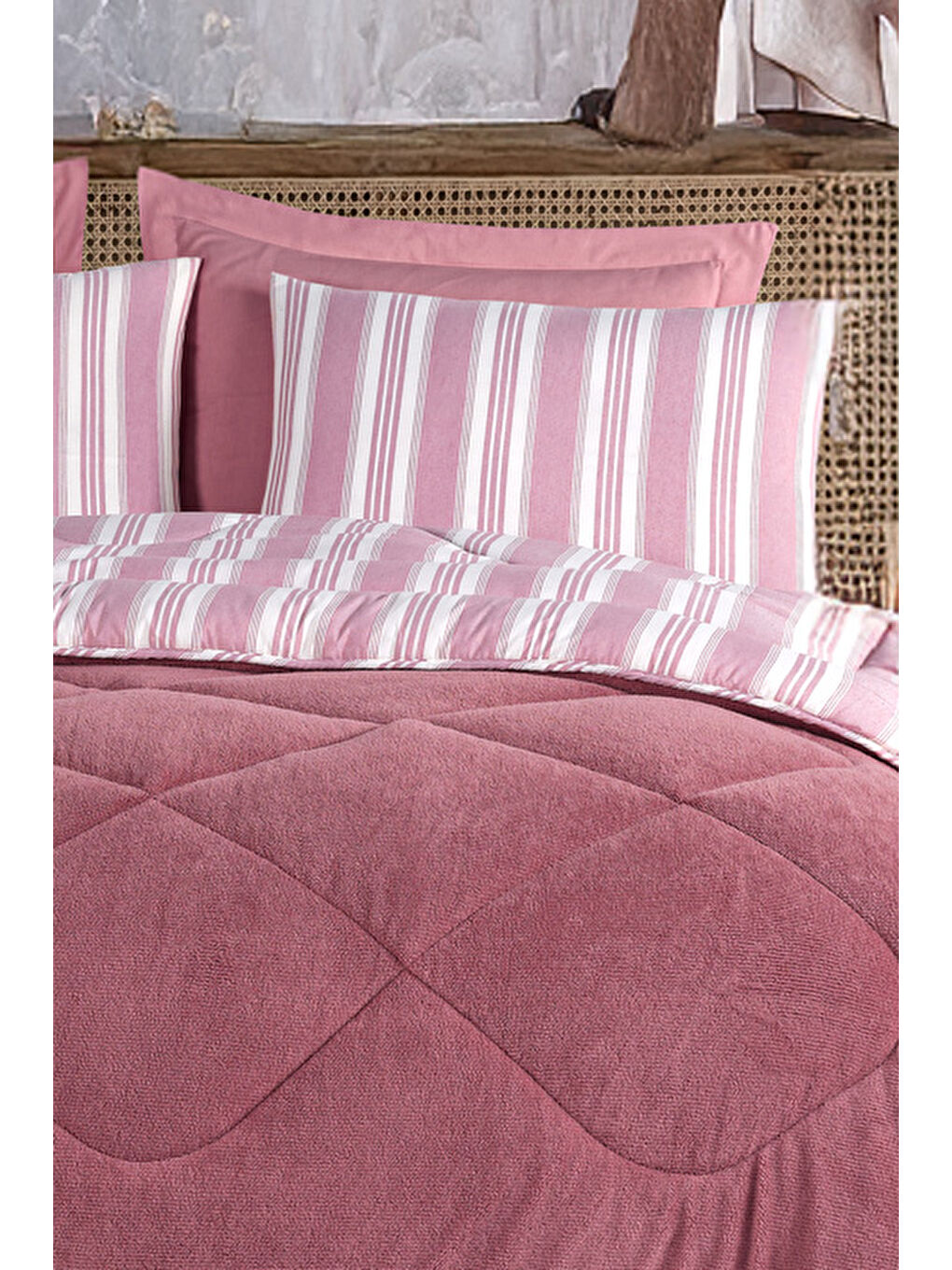UPSTYLE Sport Çizgili 2li Yastık Kılıfı Soft Line Bordo - 1
