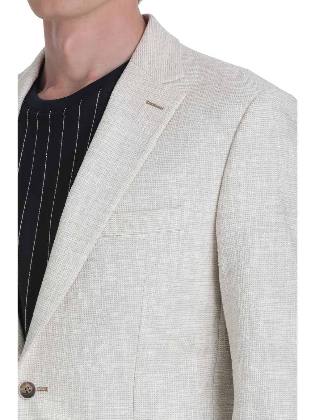 Bej Slim Fit Mono Yaka Casual Ceket-4