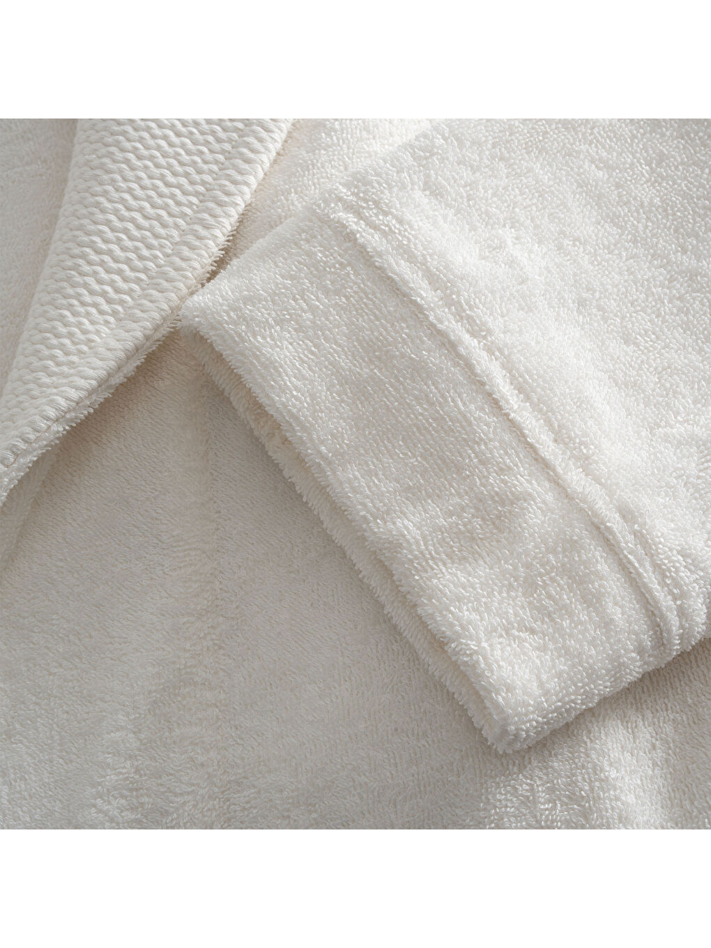 Ekru Lara Erkek Bornoz %100 Pamuk Jakarlı Krem-4