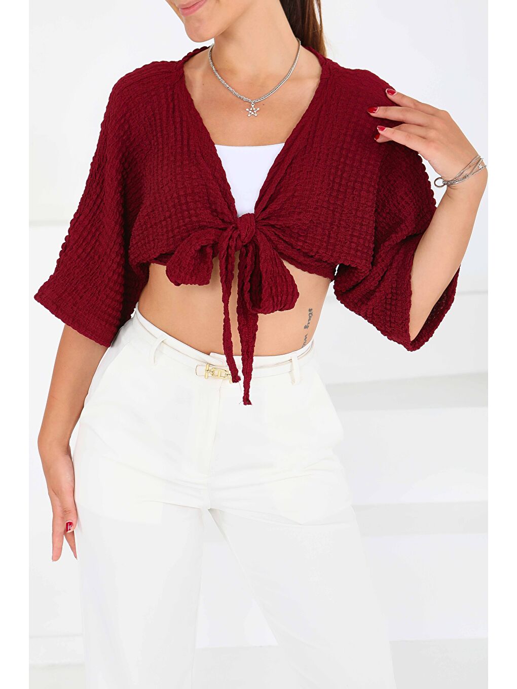 Bağlamalı Bluz Bordo - 27539