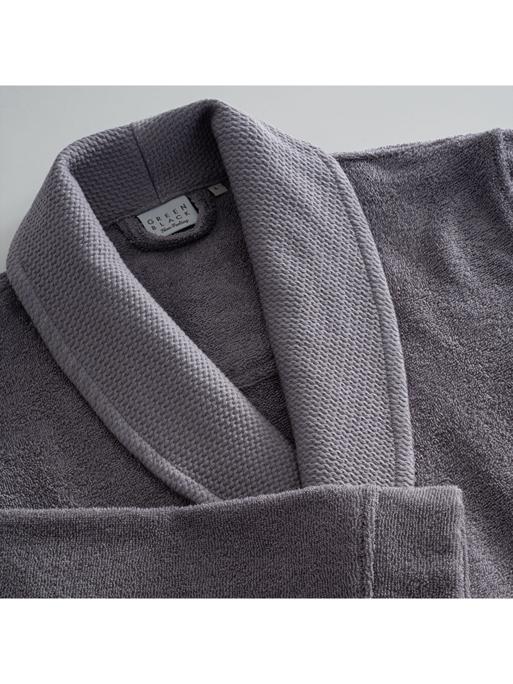 Lara Erkek Bornoz %100 Pamuk Jakarlı Koyu Gri-1