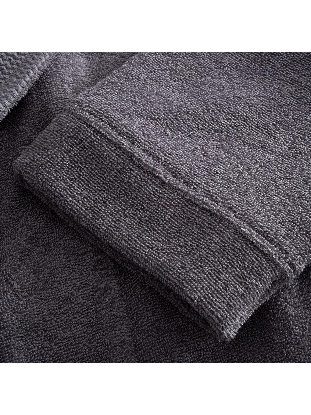 Lara Erkek Bornoz %100 Pamuk Jakarlı Koyu Gri-2