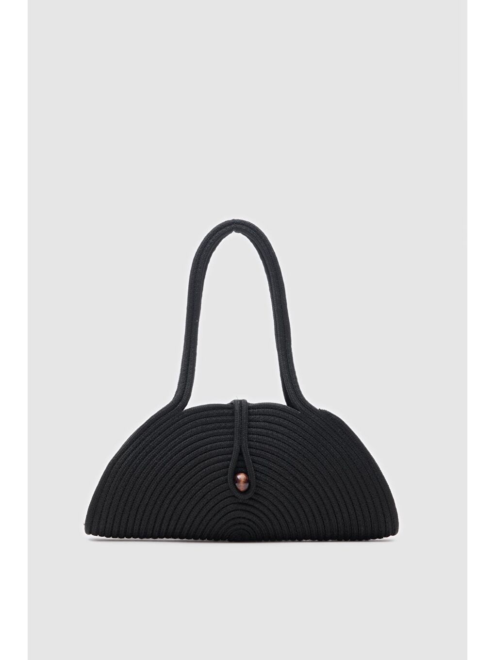 Paper Düğmeli Handmade Hasır Omuz Çantası Siyah