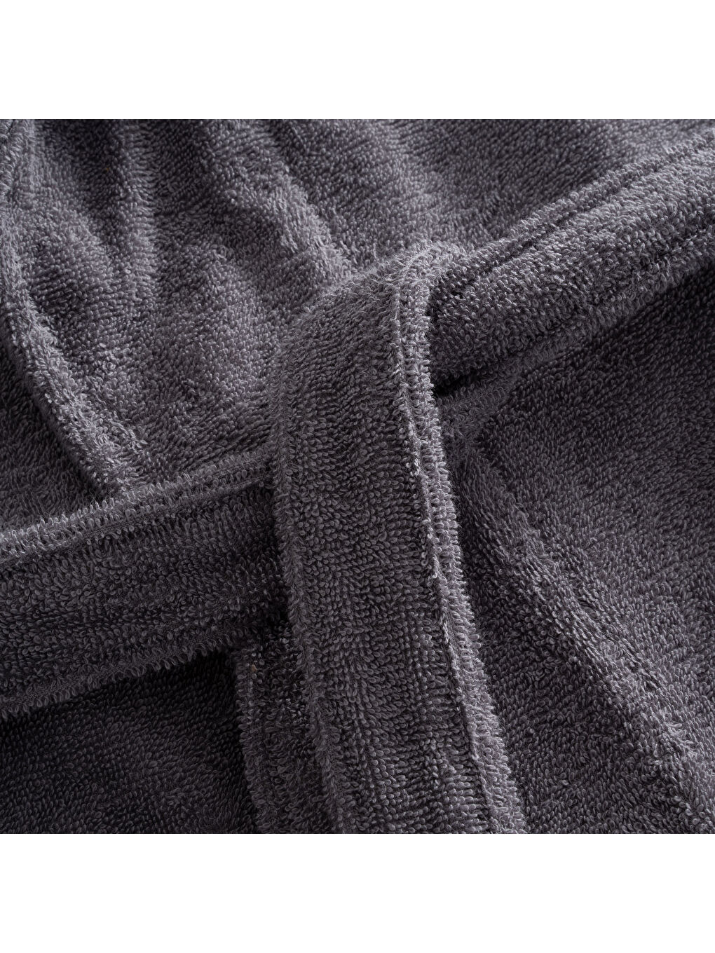 Lara Erkek Bornoz %100 Pamuk Jakarlı Koyu Gri-3