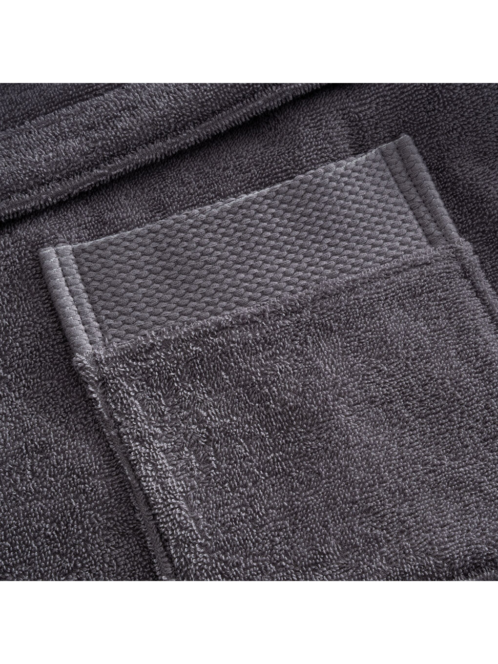 Lara Erkek Bornoz %100 Pamuk Jakarlı Koyu Gri-4