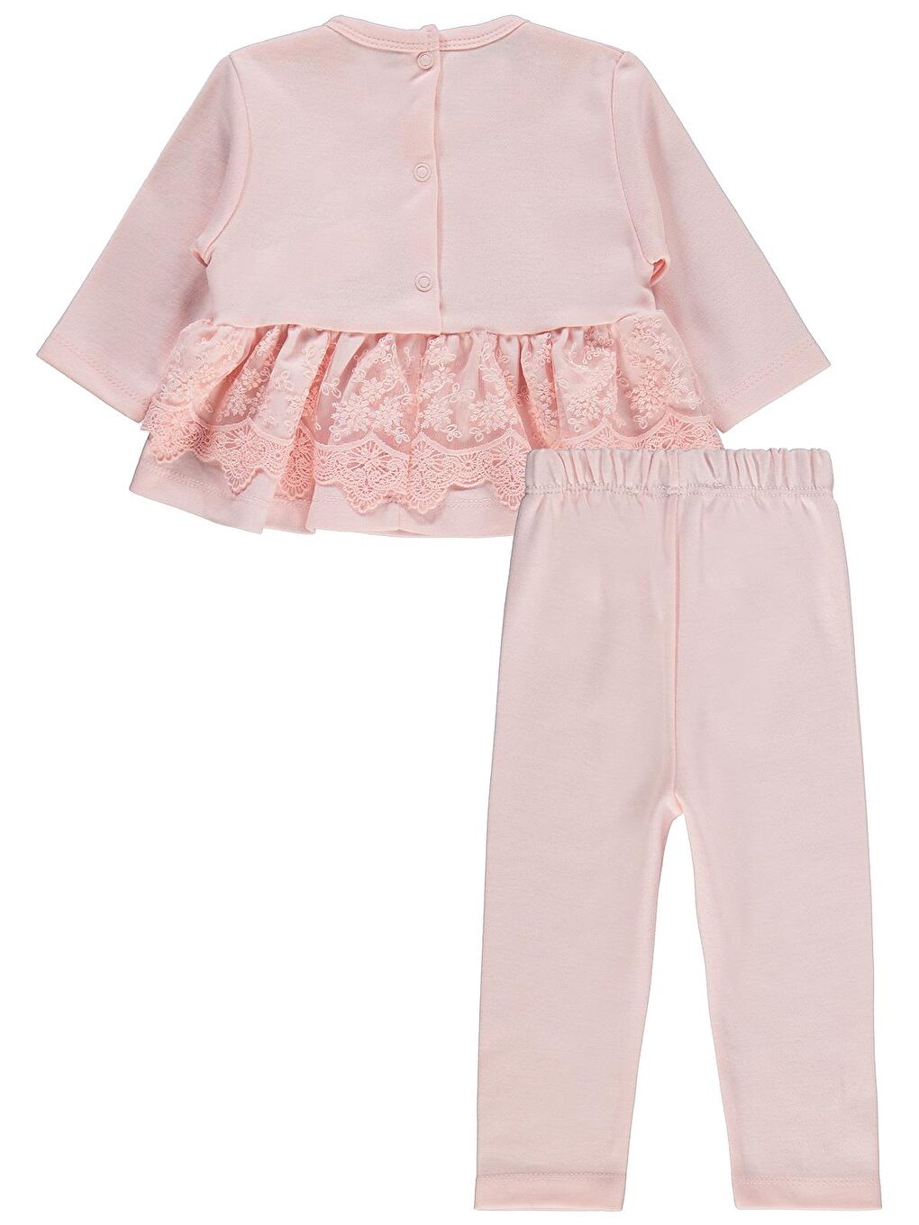 Pembe Baby Fırfır Tüllü 3-12 Ay Takım - Pudra 9-12 Ay-1