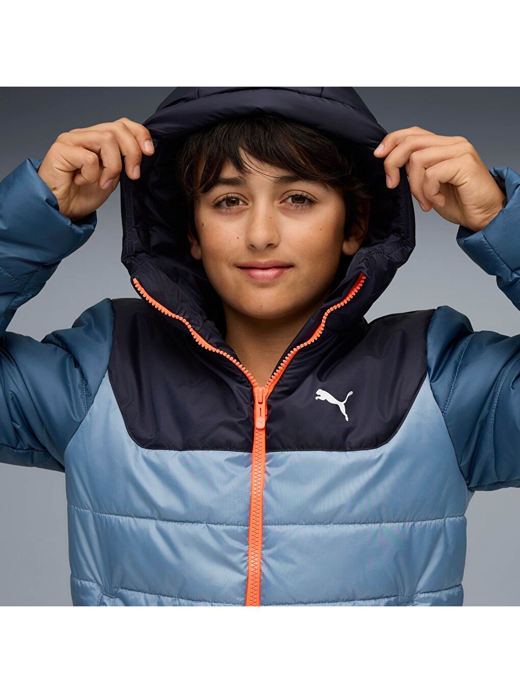 Mavi ESSENTIALS Genç Kapüşonlu Mont-3