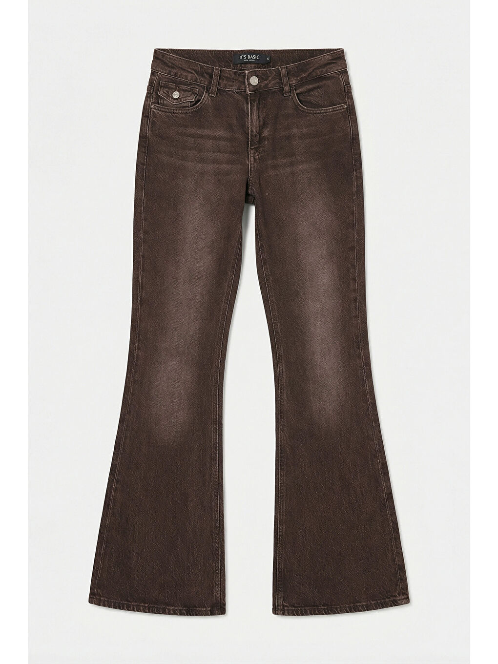 Kadın Kahverengi 2s6-16 SLN05 Mid Rise Flare Fit Esnek Kumaş Denim Jean-4