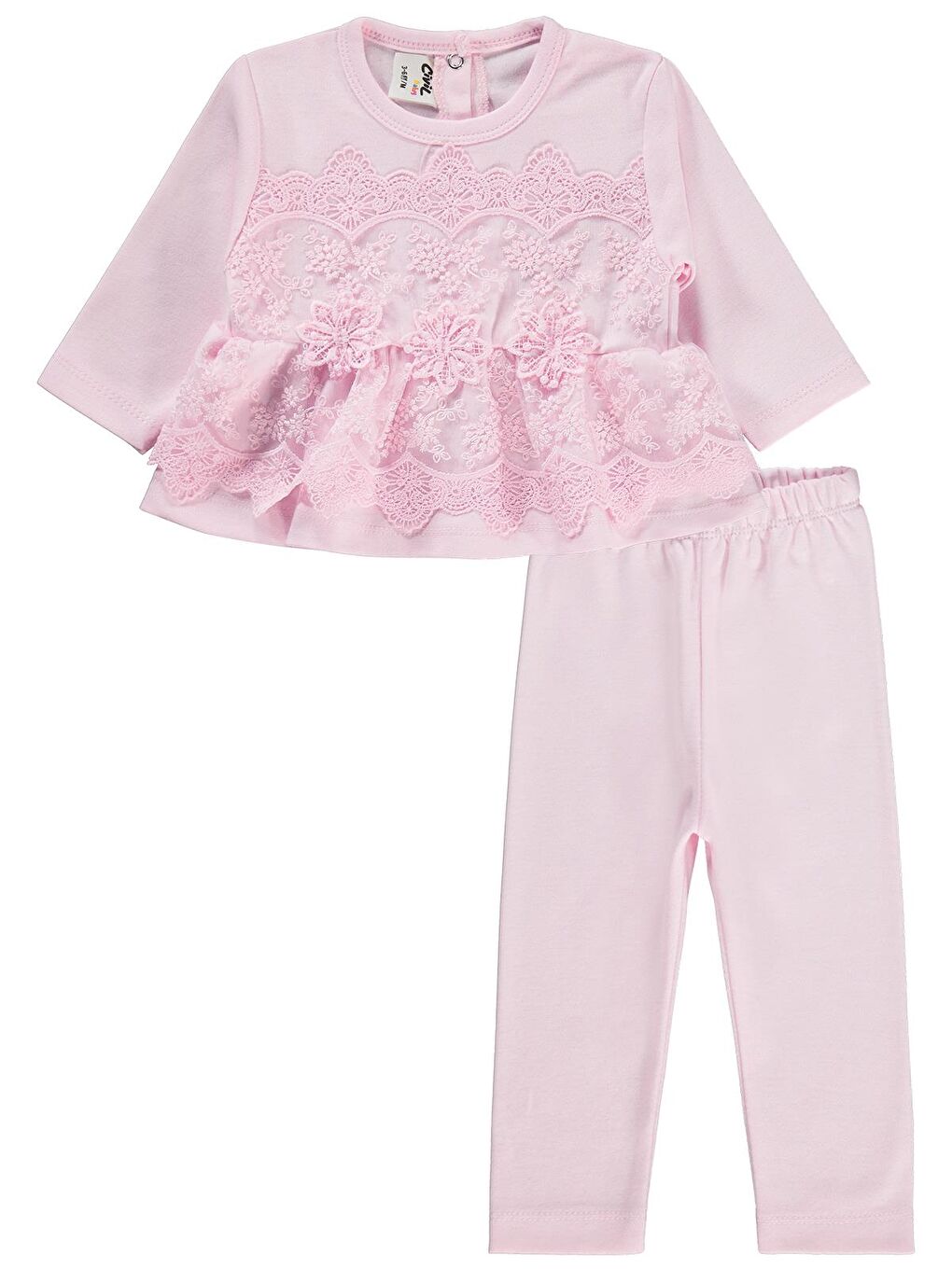 Baby Fırfır Tüllü 3-12 Ay Takım - Pembe 6-9 Ay